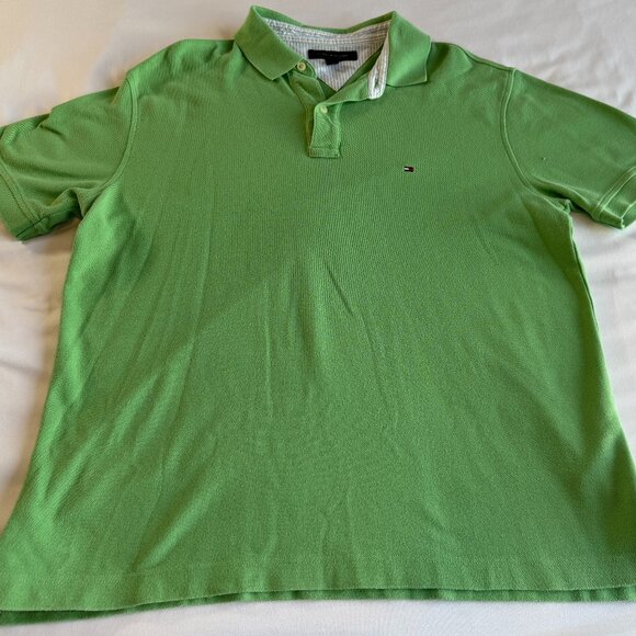 Tommy Hilfiger Regular Fit Men's Casual Polo Shirt – Vibrant Green – Size Large - Picture 1 of 7